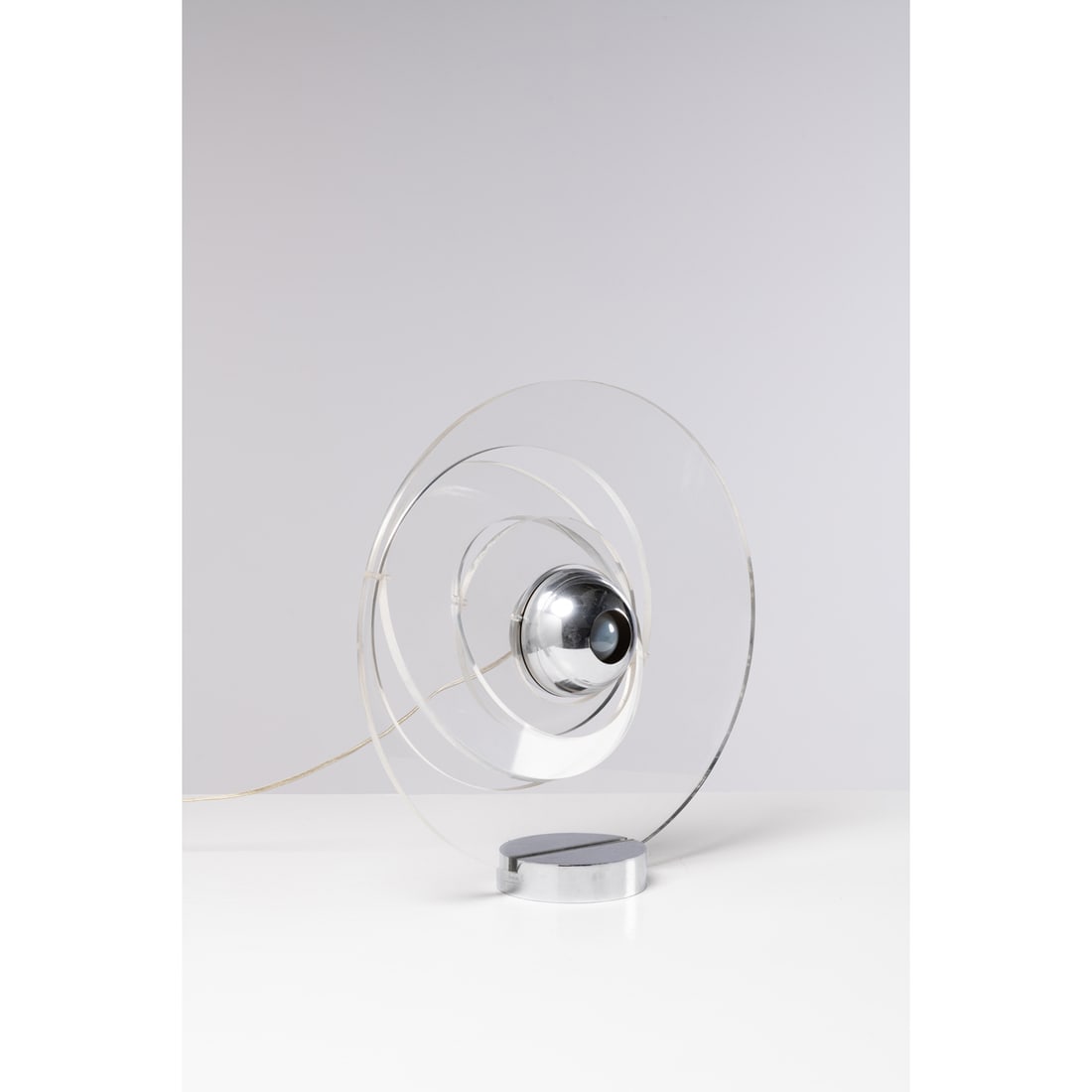 Yonel Lebovici (1937-1998) Satellite (Small Model) - Limited edition: Yonel Lebovici (1937-1998)Satellite (Small Model) - Limited editionModular table lampChromed metal and methacrylateLimited edition of 50 Engraved with "Lebovici Y" on the baseModel created in 1969H 40