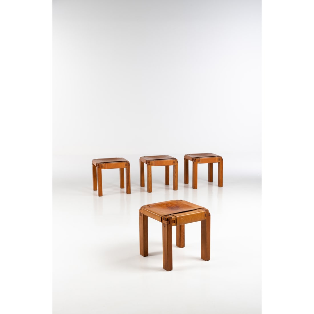 Pierre Chapo (1927-1987) Set of four stools, model S12X (1 of 1)