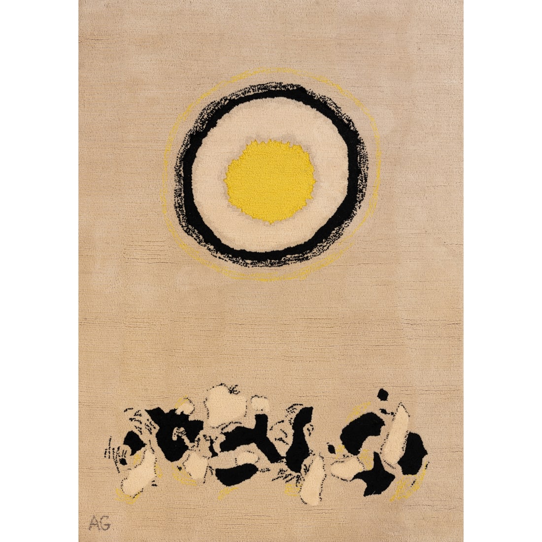 Adolph Gottlieb (1903-1974) Untitled: Adolph Gottlieb (1903-1974)UntitledTapestryWoolSigned with the monogramDated "10-27-1967" and publisher's mark stencilled on the undersidePublished by Edward Fields, New YorkModel created in 1967183&#