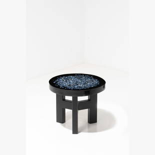 Ado Chale (born in 1928) Side table: Ado Chale (born in 1928)Side tableChalcedony, resin and lacquered steel'Chale' signature on the edgeModel created in 2013H 45,5 × Ø 57 cmThe buyer can be provided with an authenticity certif