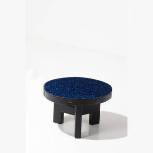 Ado Chale (born in 1928) Side table: Ado Chale (born in 1928)Side tableLapis Lazuli, resin and lacquered steel'Chale' signature on the edgeModel created in 2013H 37 × Ø 58 cmBibliography: I. Chale, 'Ado Chale', Ed. Aparté,