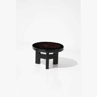 Ado Chale (born in 1928) Side table: Ado Chale (born in 1928)Side tableCarnelian, resin and lacquered steelSignature 'Chale' on the top edgeH 41 × Ø 60 cmThe buyer can be provided with an authenticity certificate.