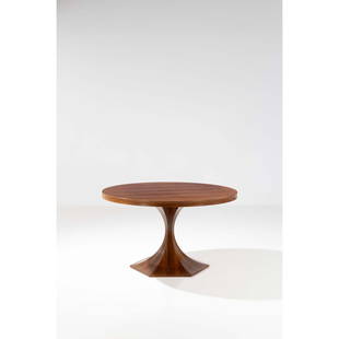 Giulio Moscatelli (1917-1994) Dining table: Giulio Moscatelli (1917-1994) Dining table Walnut and mahogany veneer Edited by Meroni Model created circa 1964H 75,5 x Ø 129 cm