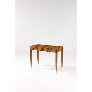 Gio Ponti (1891-1979) Radica: Gio Ponti (1891-1979) Radica Console Walnut, olive tree wood veneer and brass Edited by Dassi, Lissone Model created circa 1950 H 75 × L 95 × W 46,5 cm Bibliography: Fabrizio Mautone, Gio Ponti, lac