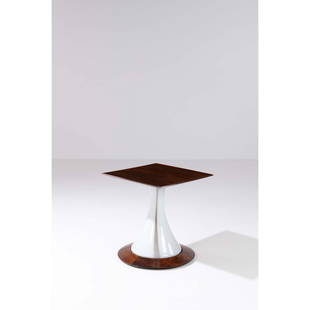 Luciano Vistosi (1931-2010) Side table: Luciano Vistosi (1931-2010) Side table Walnut veneer and blown glass Model created circa 1960 H 65 × L 60 × W 60 cm