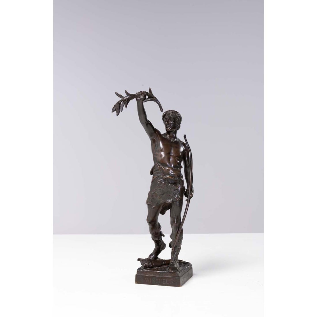 After Eugène Marioton (1854-1933) Vainqueur: After Eugène Marioton (1854-1933) VainqueurBronze with brown patina, titled and signed on the baseH 35 cm
