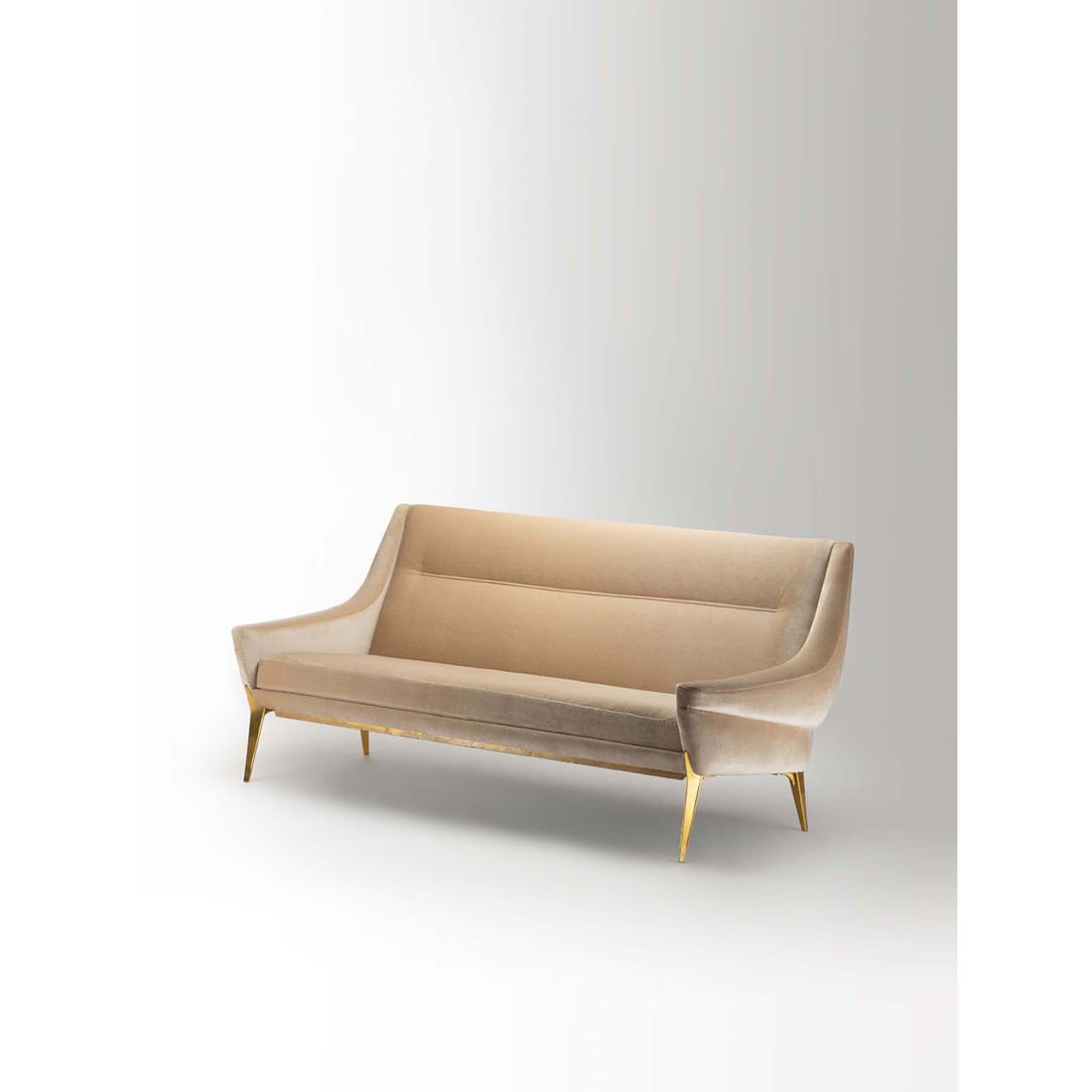 Charles Ramos (born 1925) Sofa: Charles Ramos (born 1925)SofaFabric and brassModel created circa 1960H 82 × L 185 × W 84 cm