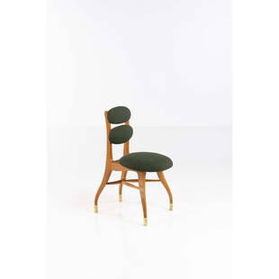 ƒ Vilhelm Lauritzen (1894-1984) 'Music chair': ƒ Vilhelm Lauritzen (1894-1984)'Music chair'Oak wood, brass and fabricModel created in 1942H 86 × L 42 × W 51,5 cmProvenance: model created for the National Broadcasting House, Copenhag