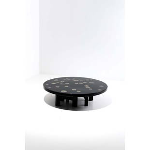 Ado Chale (born 1928) Coffee table: Ado Chale (born 1928)Coffee tableMarcasite, resin and lacquered metalModel created circa 1965H 36 &#215; &#216; 120 cmThe buyer can be provided with an authenticity certificate.