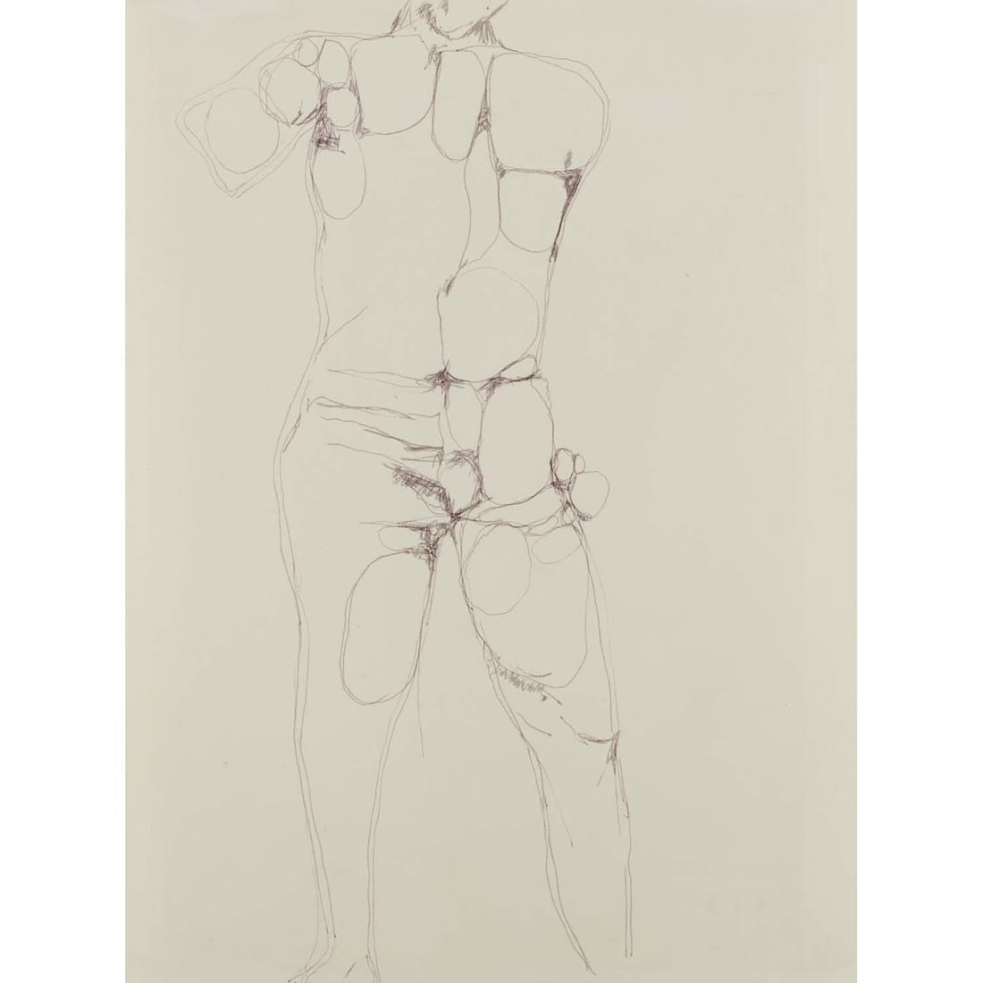 Alina Szapocznikow (1926-1973) Nu masculin aux excroissances, circa 1971 Ink on paper 32 x 23,5 cm: Alina Szapocznikow (1926-1973)Nu masculin aux excroissances, circa 1971Ink on paper32 x 23,5 cmProvenance:- Galerie Hervé Loevenbruck, Paris- Purchased from the latter by the current owner- Priva