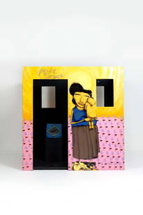 Os Gêmeos (Otavio et Gustavo Pandolfo AKA, born 1974): Os Gêmeos(Otavio et Gustavo Pandolfo AKA, born 1974)Houses - Los Angeles 36, 2005Wood panels, spray paint, acrylic, glitter, painted TV screen and DVD player205 × 201 × 121 cm