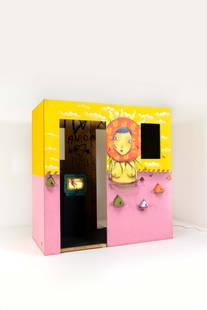 Os Gêmeos (Otavio et Gustavo Pandolfo AKA, born 1974): Os Gêmeos(Otavio et Gustavo Pandolfo AKA, born 1974)Houses - Los Angeles 33, 2005Wood panels, spray paint, acrylic, glitter, painted TV screen and DVD player205 × 202 × 102 cm