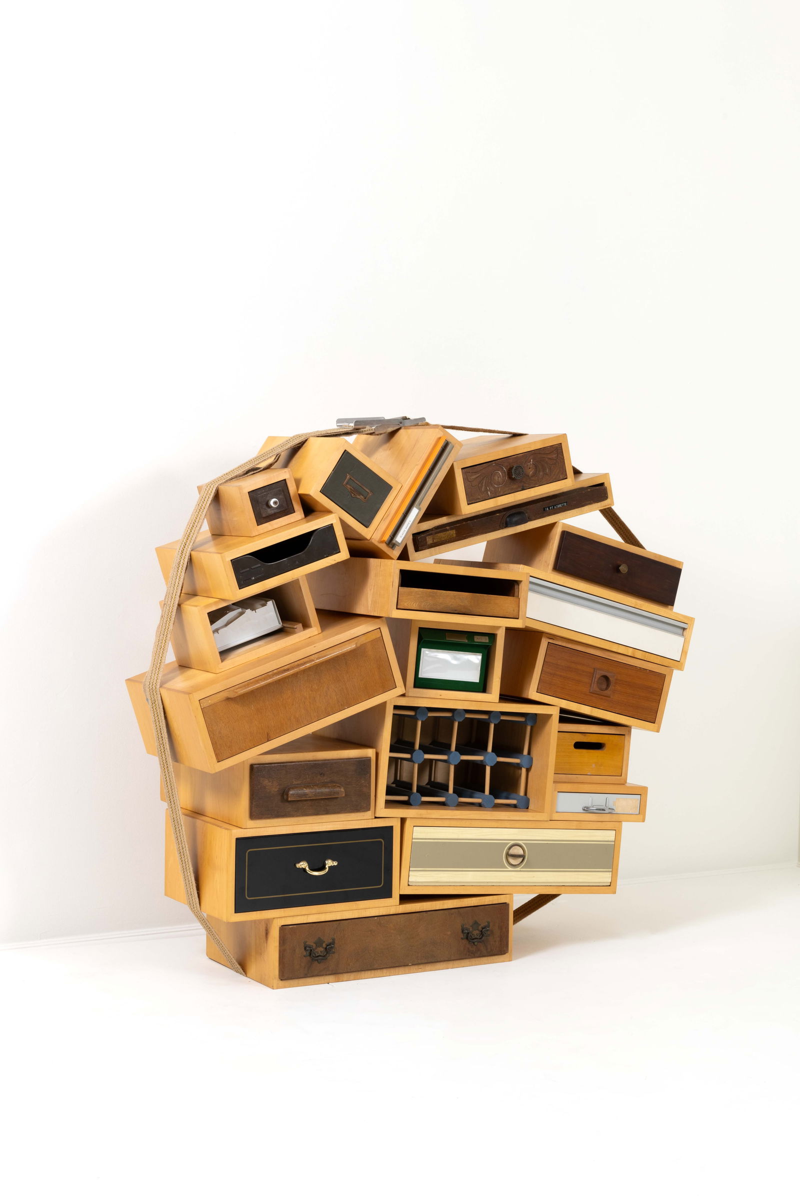 Tejo Remy (born 1960) 'You Can't Lay Down Your Memories': Tejo Remy (born 1960)'You Can't Lay Down Your Memories'Chest of drawersMaplewood, recycled wood, plastic, metal, cardboard and strapsLimited édition (200 ex.) by Droog DesignModel created in 1991