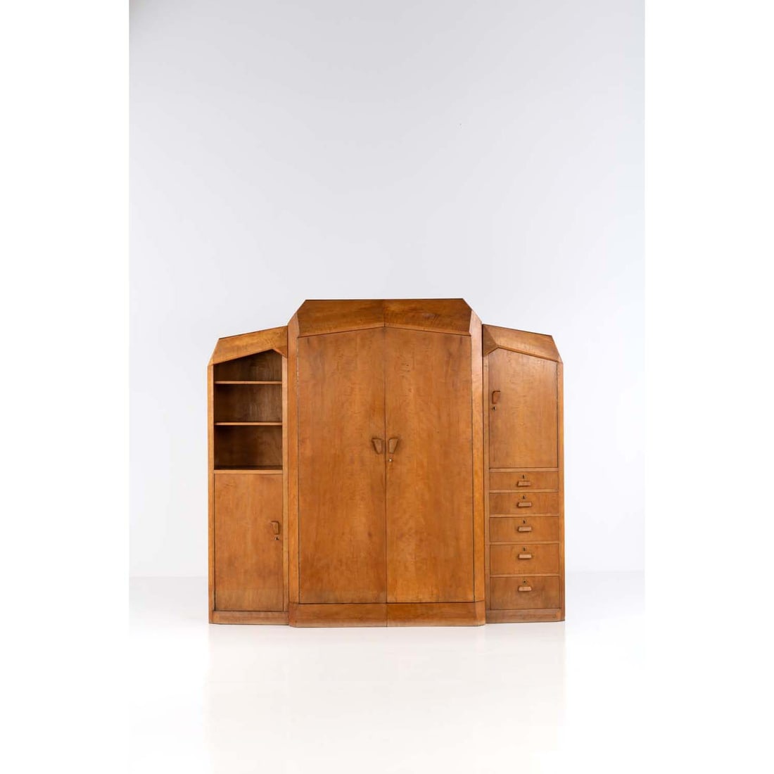 Fritz Schuy (1891-1952) Modular cabinet in three elements: Fritz Schuy (1891-1952)Modular cabinet in three elementsBirchModel created circa 1925H 199 × L 220 × 54 cm (complete)Bibliography: Dornach Design: Möbelkunst 1911 bis 2011, R. J. Fä