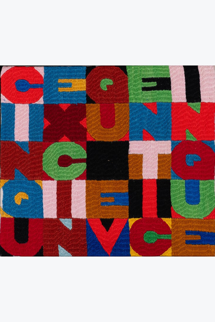 Alighiero Boetti (1940-1994) Cinque x cinque venticinque, 1988: Alighiero Boetti (1940-1994)Cinque x cinque venticinque, 1988Embroidery on canvasSigned on the back21 x 24 cmProvenance: Private collection, BelgiumThis work is referenced in the Alighiero Boetti arch