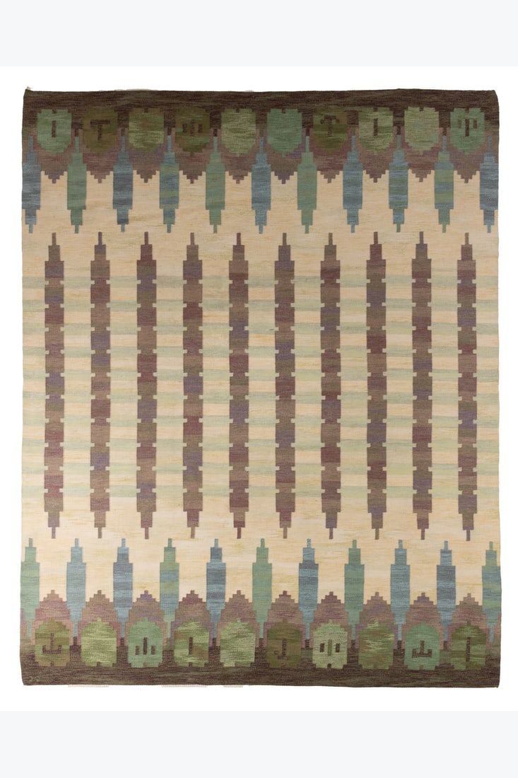 Judith Johansson (1916-1993) 'Hallanåsen' carpet: Judith Johansson (1916-1993)'Hallanåsen' carpetWoolWoven monogram, 'JJ' on the bottom right cornerModel created circa 1950381 × 274 cm