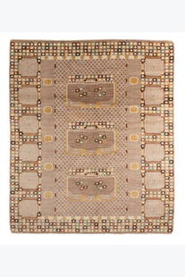 Barbro Nilsson (1899-1983) 'Krabban, grå' carpet: Barbro Nilsson (1899-1983)'Krabban, grå' carpetWoolWoven by the Märta Måås-Fjetterström AB workshopWoven monogram 'ABMMF' on the bottom left and 'BN' on the bottom rightModel