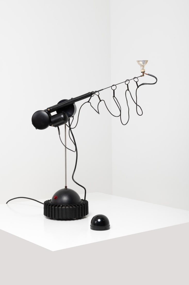 Ron Arad (born 1951) Aerial Light E23' model lamp Steel, plastic and rubber One Off Edition Model: Ron Arad (born 1951)Aerial Light E23' model lampSteel, plastic and rubberOne Off EditionModel created in 1981H 80 (adjustable) x Ø 21 cmBibliography :- Ron Arad talks to Matthew Collings about de