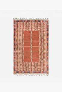 Barbro Nilsson (1899-1983) Tapis - Modèle 'Salerno Röd': Barbro Nilsson (1899-1983)Tapis - Modèle 'Salerno Röd'LaineTissé par l'atelier Märta Måås-Fjetterström ABMonogramme tissé 'BN MMF' en bas à gauche et'BN' en bas à droiteModèle créé en 194