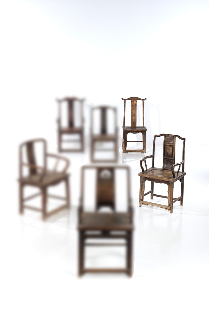 Ai Weiwei (born 1957) Set of two Qing Dynasty chairs -: Ai Weiwei (born 1957)Set of two Qing Dynasty chairs -'Fairytale' model1001 chairs seriesWoodEach signed in pinyin beneath the seatingModel created in 2007H 118 × L 56 × W 39 cmH 103 × L