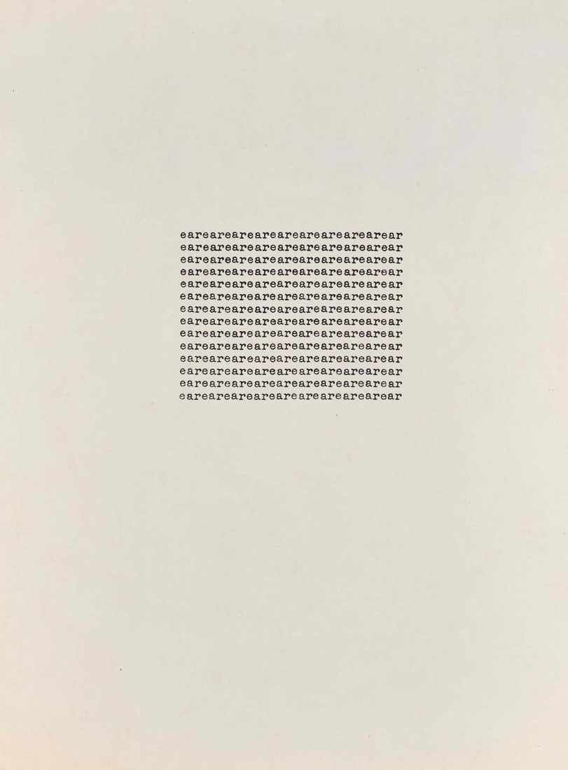 Carl André (1935-2024) Ear, 1963 Print on paper (typescript) Signed and dated on the back 29: Carl André (1935-2024)Ear, 1963Print on paper (typescript)Signed and dated on the back29 × 21 cmProvenance: Galerie Aline Vidal, ParisThe buyer will be provided with a certificate from galer