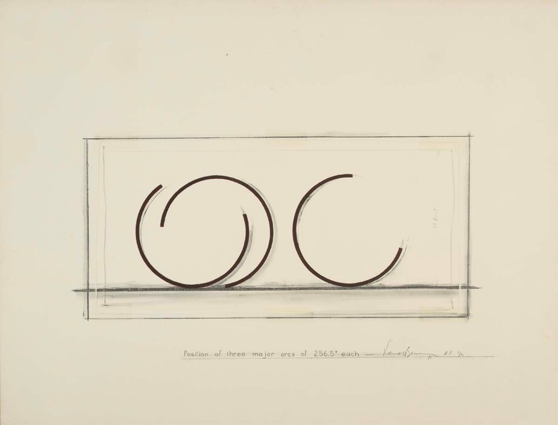 Bernar Venet (born 1941) Position of three major arcs of 256: Bernar Venet (born 1941)Position of three major arcs of 256.5° each, 1981Lithograph on paperSigned, dated and numbered "AP 2/10"on the bottom rightTitled on the bottom center49 × 64 cmThis work is r