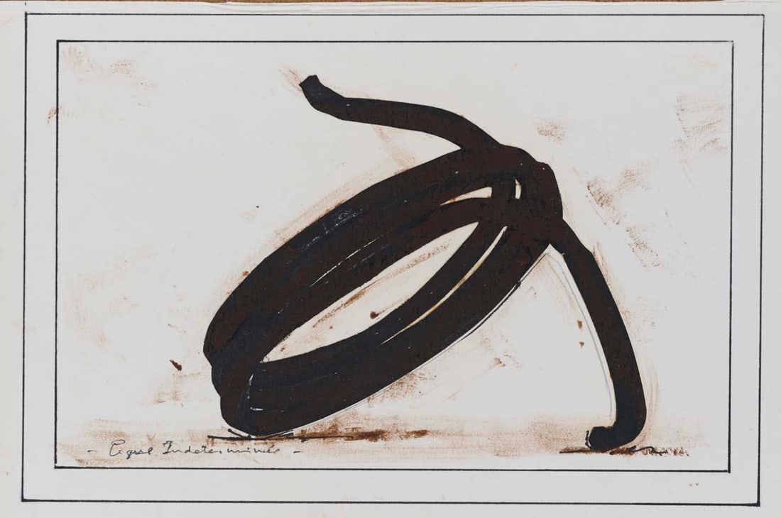 Bernar Venet (born 1941) Ligne indéterminée Collage, charcoal and pencil on cardboard: Bernar Venet (born 1941)Ligne indéterminéeCollage, charcoal and pencil on cardboardTitled on the bottom left13,5 × 20,5 cmProvenance: Purchased directly from the artist