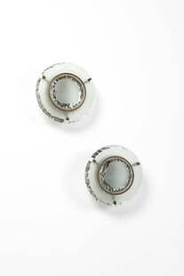 Max Ingrand (1908-1969) Pair of sconces or ceiling lamps: Max Ingrand (1908-1969) Pair of sconces or ceiling lamps Model 10.004 Brass, metal and glass Edited by Saint-Gobain Model created circa 1960 Ø 29 × W 12 cm Provenance: Model created for the main hal