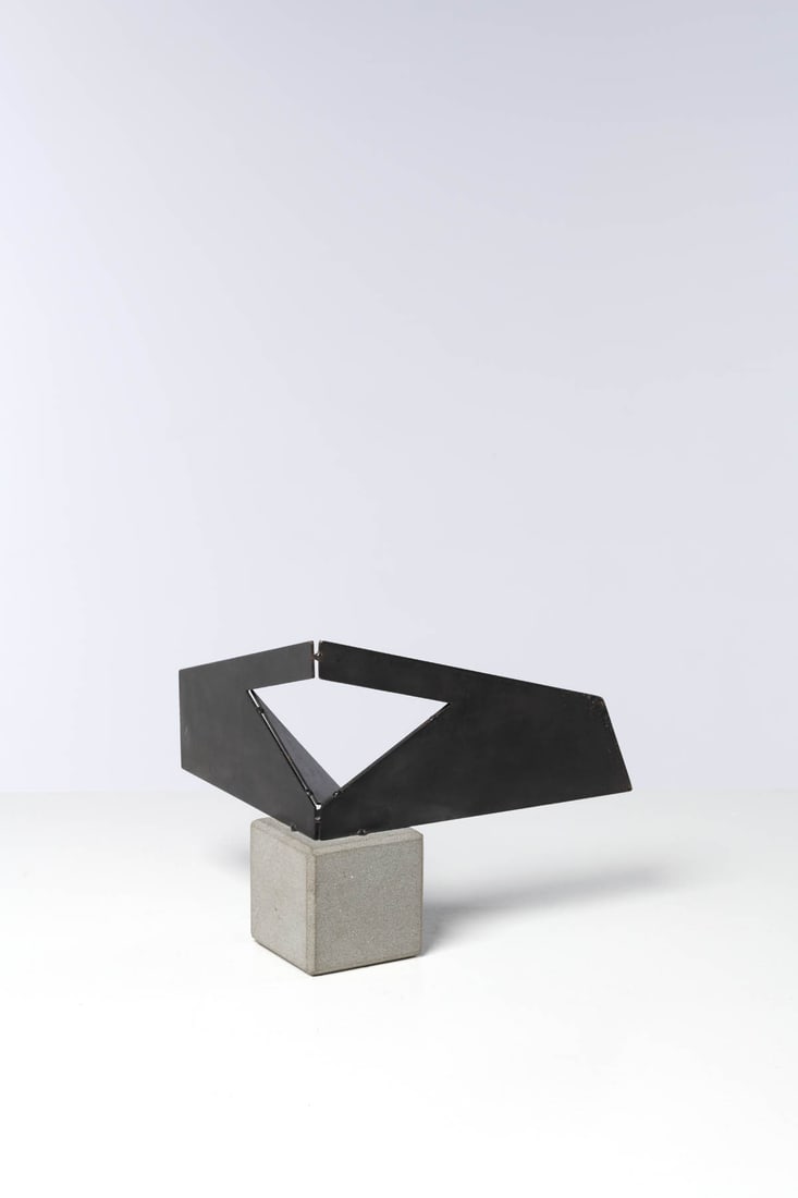 Bruno Munari (1907-1998) Sculpture Steel and reconstituted stone Edition of XXX copies Sirrah: Bruno Munari (1907-1998)SculptureSteel and reconstituted stoneEdition of XXX copiesSirrah editionModel created around 1970H 31 x W 20.5 cm