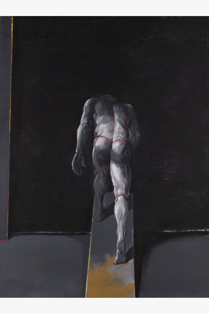 Vladimir Velickovic (born 1935) Homme de Muybridge Fig VII, 23 August 1984 Oil on canvas Signed,: Vladimir Velickovic (born 1935)Homme de Muybridge Fig VII, 23 August 1984Oil on canvasSigned, dated and titled on the back198× 146cmProvenance: Private collection, ParisBibliography: Miodrag B. P