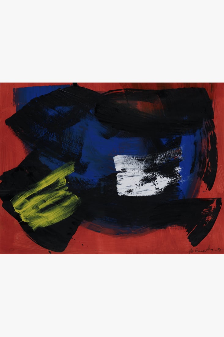 Gérard Schneider (1896-1986) Untitled, 1970 Oil on paper Signed and dated on the bottom right: Gérard Schneider (1896-1986)Untitled, 1970Oil on paperSigned and dated on the bottom right49 × 64 cmProvenance:- Former Jacques Verdier collection- Private collection, Brussels