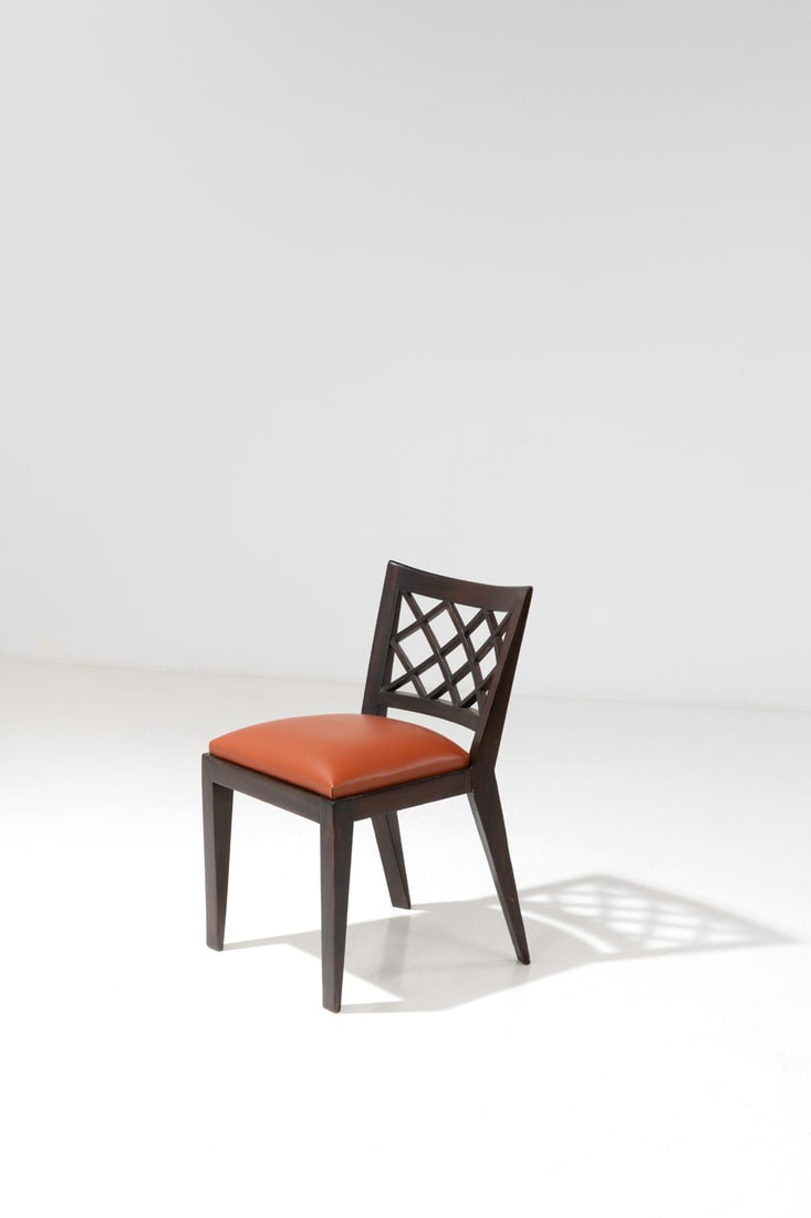 Jean Royère (1902-1981), 'Croisillon' chair: Jean Royère (1902-1981),'Croisillon' chairMahogany and fabricModel created in 1936H 73,5 × L 47 × W 47 cmBibliography:- 'Jean Royère', Volume 1, Galerie Jacques Lacoste and Galerie