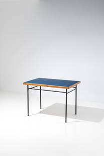 Marcel Gascoin (1907-1986) 'Antony' desk: Marcel Gascoin (1907-1986)'Antony' deskLacquered metal and stratified woodModel created circa 1950H 75 × L 104 × W 69,5 cmProvenance: Model created for the Cité Universitaire, Antony