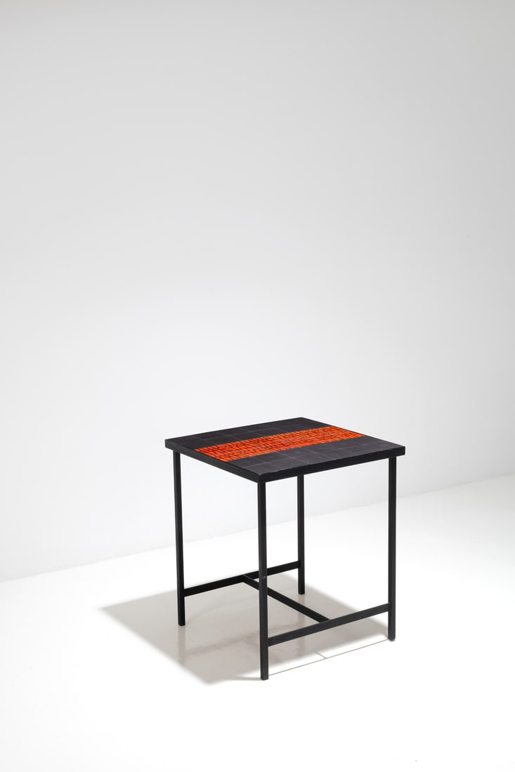 Roger Capron (1922-2006) Pedestal table: Roger Capron (1922-2006)Pedestal tableGlazed ceramic and lacquered metalModel created in 1958H 70,5 × L 60,5 × W 60,5 cmBibliography: 'Roger Capron, Céramiste', P. Staudenmeyer, Ed. Nor