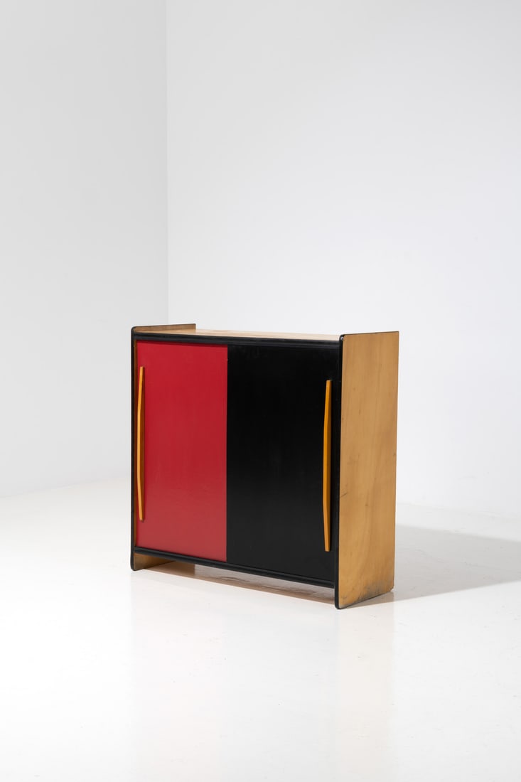 Willy van der Meeren (1923-2002), in the style of Small sideboard: Willy van der Meeren (1923-2002), in the style ofSmall sideboardLacquered wood and hardboard panelH 85 × W 87 × D 33 cm