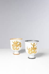 Gio Ponti (1891-1979) Set of two bowls: Gio Ponti (1891-1979)Set of two bowlsGlazed and gilded porcelainEdition Richard Ginori, DocciaModel created in the 1950sH 18.5 × Ø 15 cm