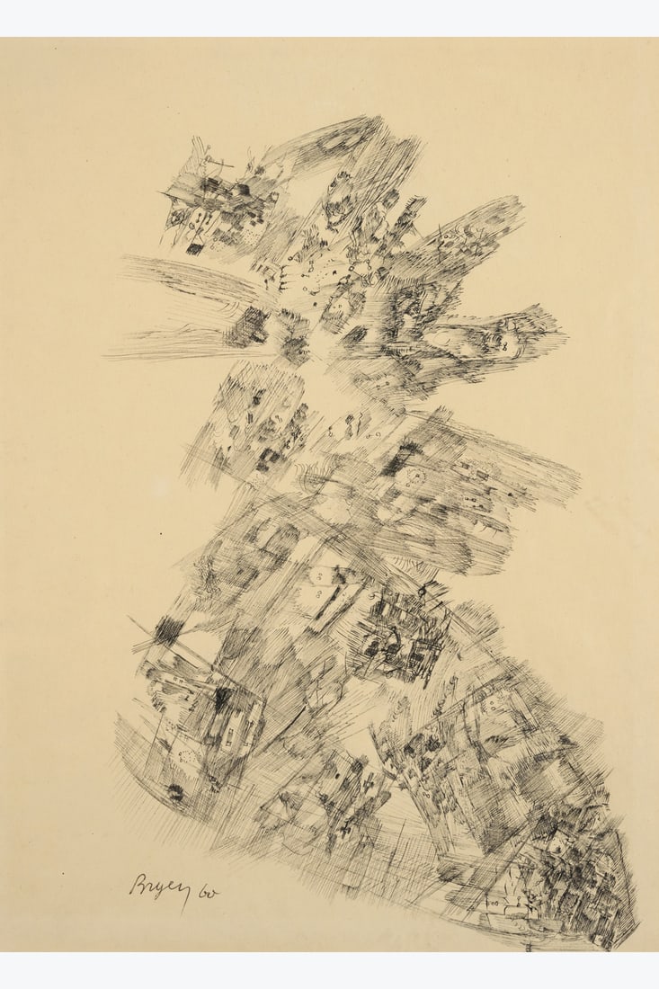 Camille Bryen (1907-1977) Composition, 1960: Camille Bryen (1907-1977)Composition, 1960Ink on paperSigned and dated on the bottom left31 x 23 cmProvenance: Private collection, Paris