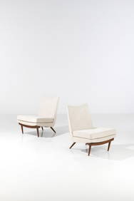 George Nakashima (1905-1990) Pair of lounge chairs - Model 253-W ‘Origins’ series Walnut (1 of 1)