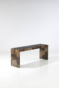 Paul Evans (1931-1987) Console - Model ‘Patchwork’ Unique piece Copper, steel, tin, (1 of 4)