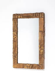 Paul Evans (1931-1987) Mirror - Unique piece Bronze and resin, multilayer wood and mirror (1 of 1)