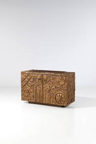 Paul Evans (1931-1987) Cabinet - Unique piece Bronze and resin, multilayer wood, steel and marble (1 of 3)