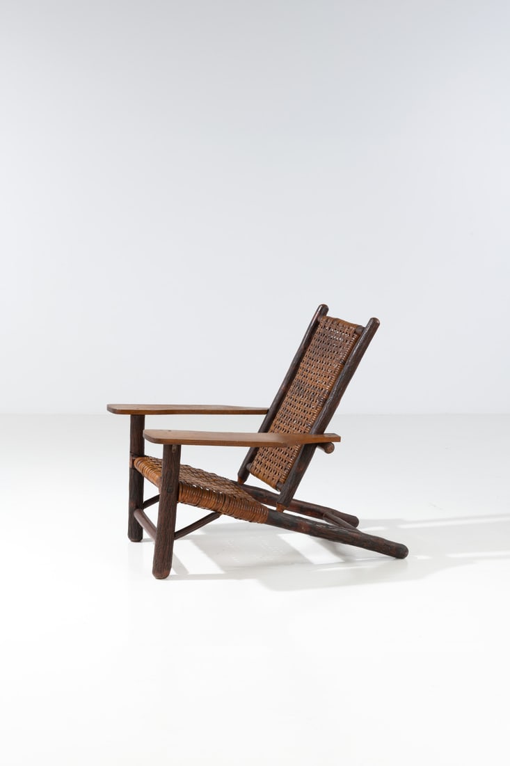 Old Hickory Furniture Company (20th c: Old Hickory Furniture Company (20th c.)ArmchairWhite walnut and caningModel created circa 1910H 96 × L 82,5 × W 110 cm