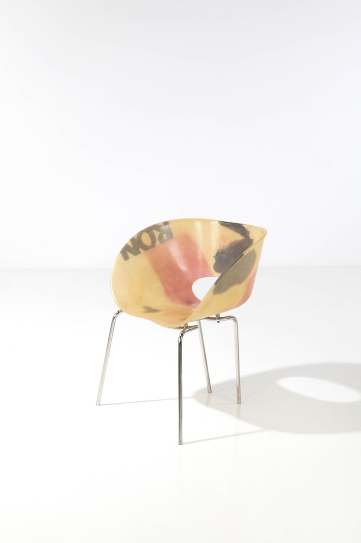 Ron Arad (born 1951) Armchair - 'Pic' model Limited edition Chromed metal, fiberglass and resin: Ron Arad (born 1951)Armchair - 'Pic' modelLimited editionChromed metal, fiberglass and resinModel created in 1997Edited by Mourmans, limited edition of 18, each uniqueH 80,5 X L 69 X W 53 cmBibliograp