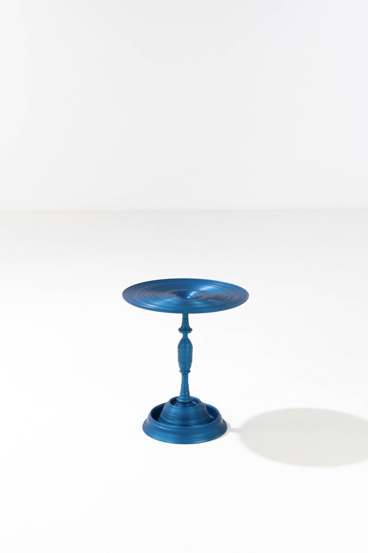 Sebastian Brajkovic (born 1975) Side table - 'Lathe Table 450 Blue' model N1/20 Anodized aluminum (1 of 2)