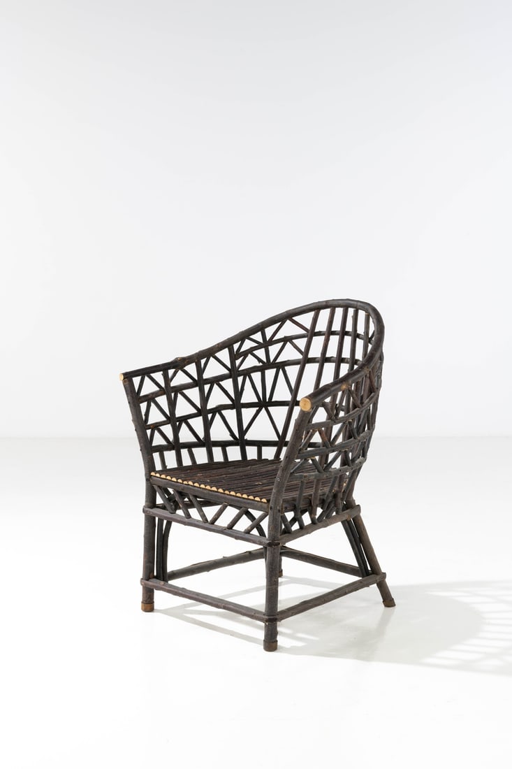 Christian Astuguevieille (born 1946) Armchair - 'Marronier' model Prototype Chestnut wood with bark: Christian Astuguevieille (born 1946)Armchair - 'Marronier' modelPrototypeChestnut wood with barkModel created in 1997H 99 X L 79 X W 60 cm