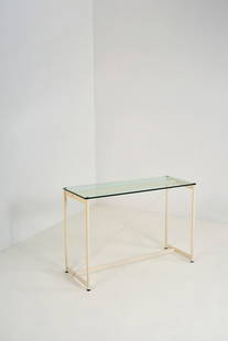 Mario Asnago (1896-1981) & Claudio Vender (1904-1986) Console Lacquered metal and glass Pallucco: Mario Asnago (1896-1981) & Claudio Vender (1904-1986)ConsoleLacquered metal and glassPallucco EditionFirst editionModel created in 1936Production date: 1984H 75.5 x W 112 x D 40 cmNote: White version