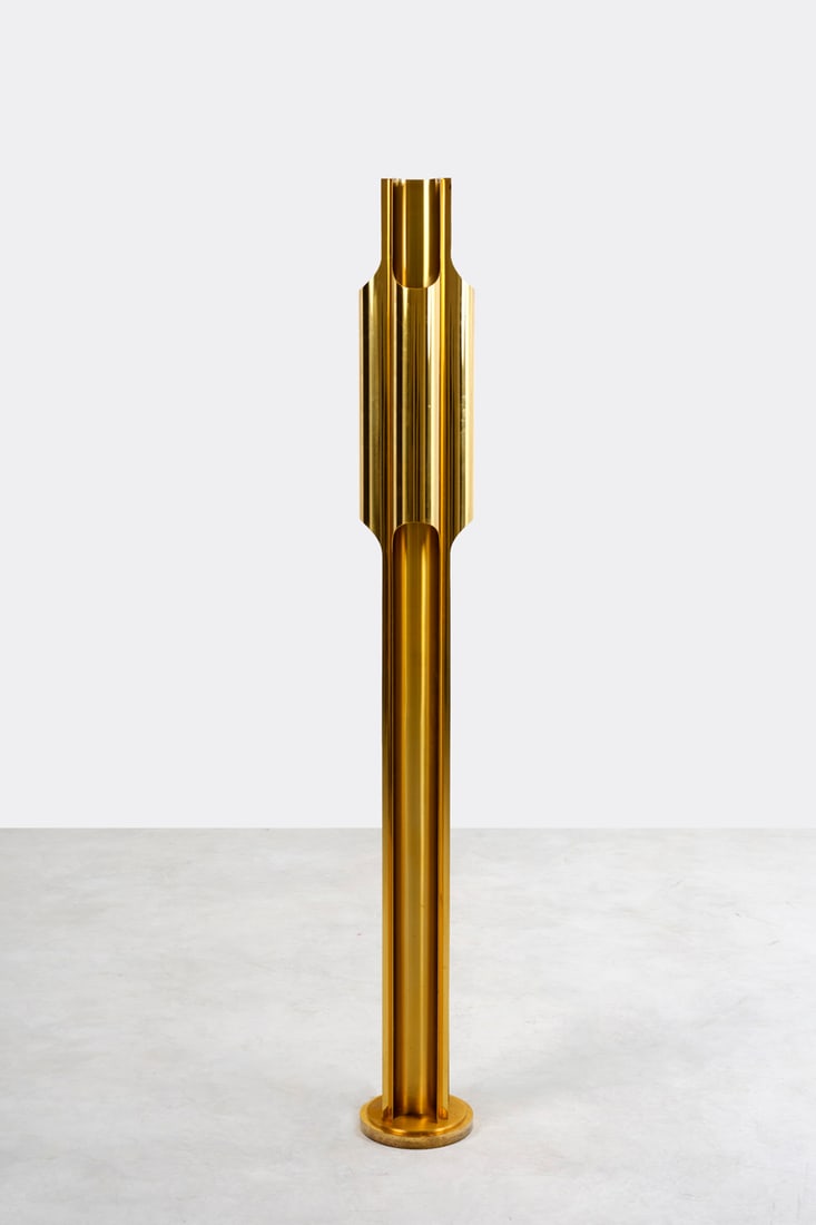 Jacques Charles (XXth) Floor lamp - 'Orgues' model: Jacques Charles (XXth)Floor lamp - 'Orgues' modelBrushed brassEdition Maison CharlesSigned on a plate 'Maison Charles' on the baseCreated circa 1970H 183 x Ø 21 cm