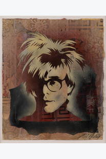 Obey (Shepard Fairey) (born 1970) Warhol, 2007 Stencil and aerosol spray on paper collage Signed: Obey (Shepard Fairey) (born 1970)Warhol, 2007Stencil and aerosol spray on paper collageSigned lower right43 × 37 cmProvenance: Private collection, ParisWe would like to thank Studio Obey for the