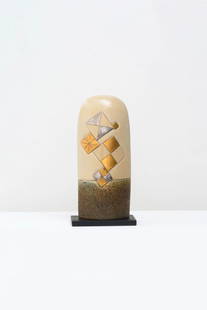 Antoine De Vinck (1924-1992) Stele, circa 1980: Antoine De Vinck (1924-1992)Stele, circa 1980StonewareGold and platinum ceramic decorationMonogrammed at bottomH 33cm