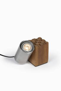 Christophe Gevers (1928-2007) Spot lamp - Unique piece: Christophe Gevers (1928-2007)Spot lamp - Unique pieceWood and steelMonogrammedModel created around 1980H 11.5×L 13×D 10cm